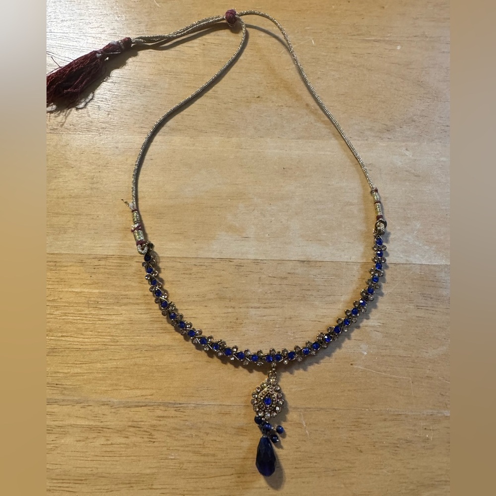 Gold Tone Rhinestone Statement Adjustable Necklace - image 1